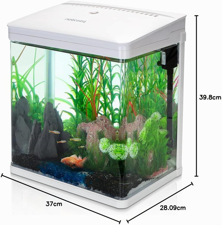 Nobleza - Nano-Fischtank-Aquarium mit LED-Leuchten & Filtersystem, tropischeAquarien, 14 Liter, Weis