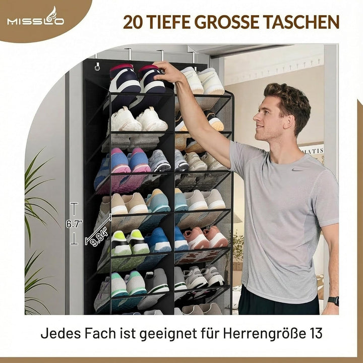 MISSLO Tür Schuhregal Hängend für 30 Paar Schuhe – Mesh-Türorganizer Hängeorganizer mit breiten Tasc
