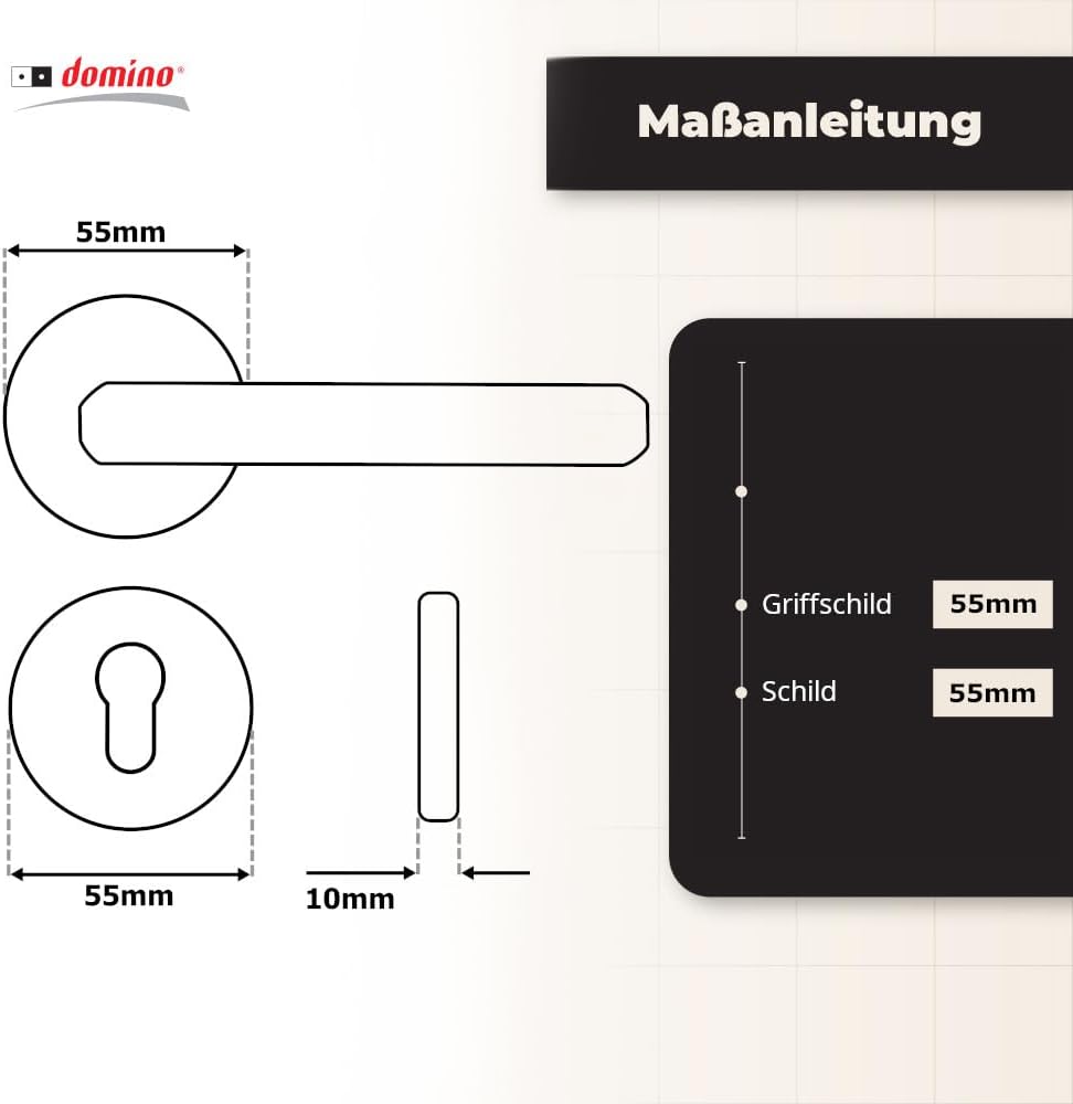 domino Türgriff FROST-R M6 PZ-Profilzylinder Drückergarnitur für Zimmertüren Türdrücker-Set Rosetten