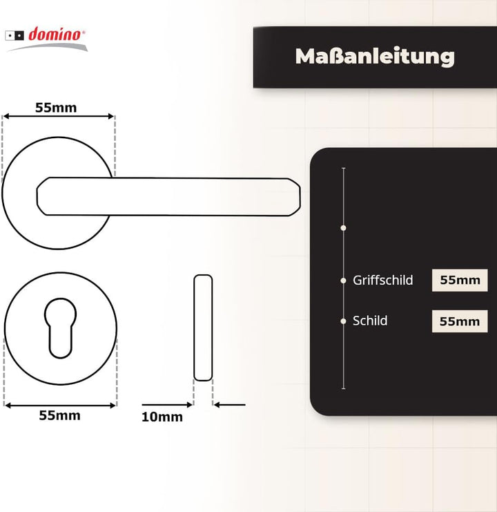 domino Türgriff FROST-R M6 PZ-Profilzylinder Drückergarnitur für Zimmertüren Türdrücker-Set Rosetten