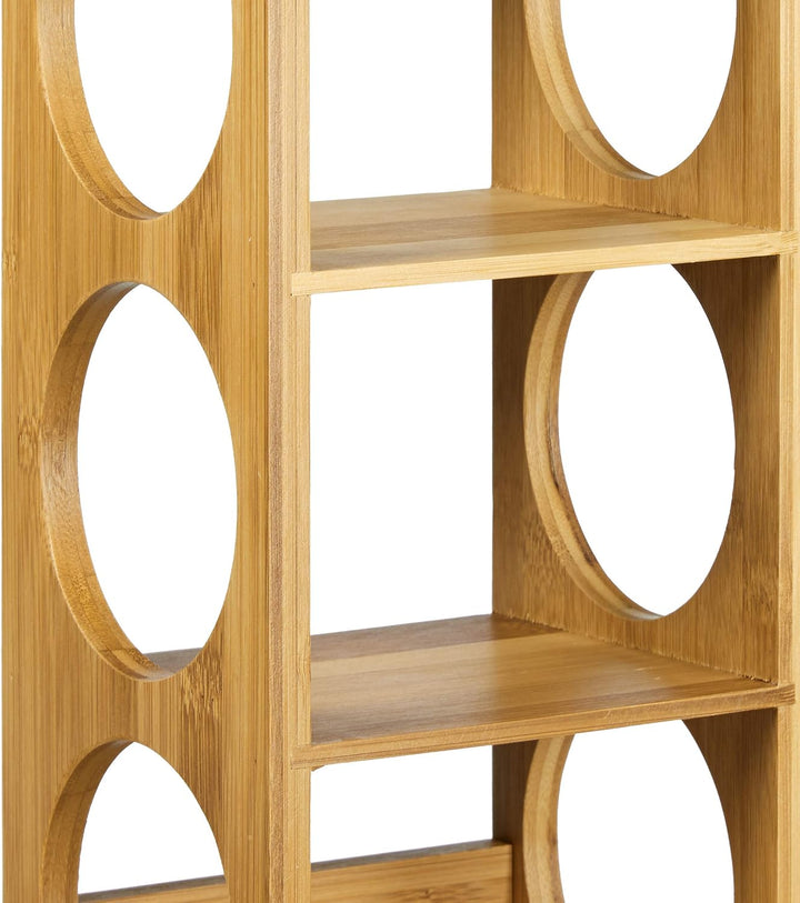 Relaxdays 4X Weinregal Bambus, Flaschenhalter 5 Fächer, Holzregal für Wein, Flaschenregal modern, Hx