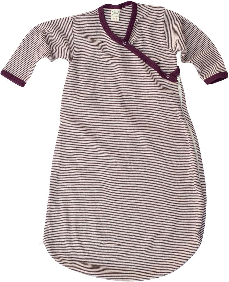 Lilano, Wickelsack Ringel, 70% Wolle (kbT), 30% Seide, 210 gr./m² 74-80 Beere/Natur, 74-80 Beere/Nat