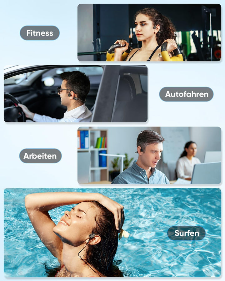 Guudsoud Kopfhörer Schwimmen,IP68 wasserdichte Knochenschall Kopfhörer mit MP3 Player 32GB Speicher,