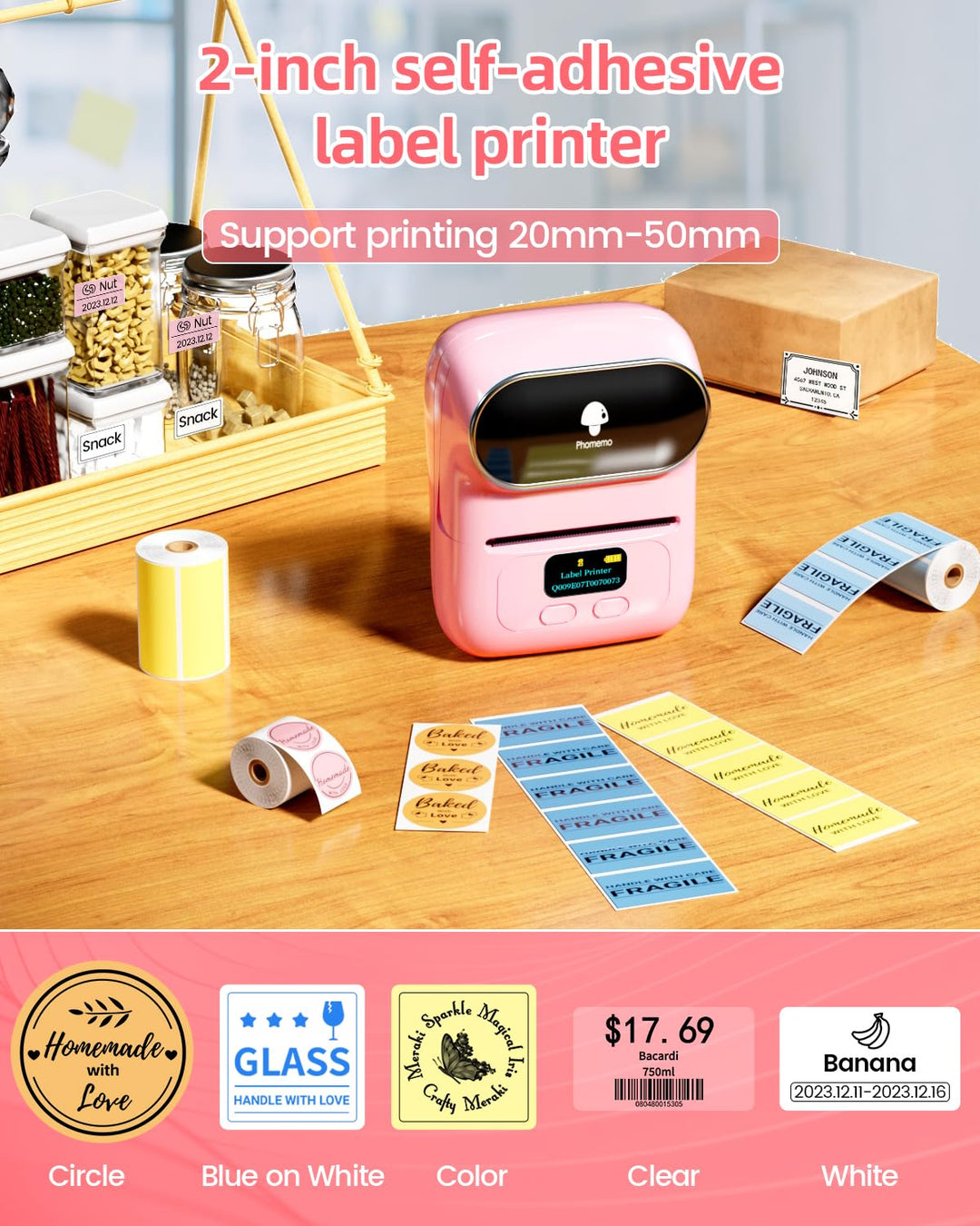 Phomemo M110 Tragbarer Etikettendrucker Beschriftungsgerät Selbstklebend, Labeldrucker Bluetooth The