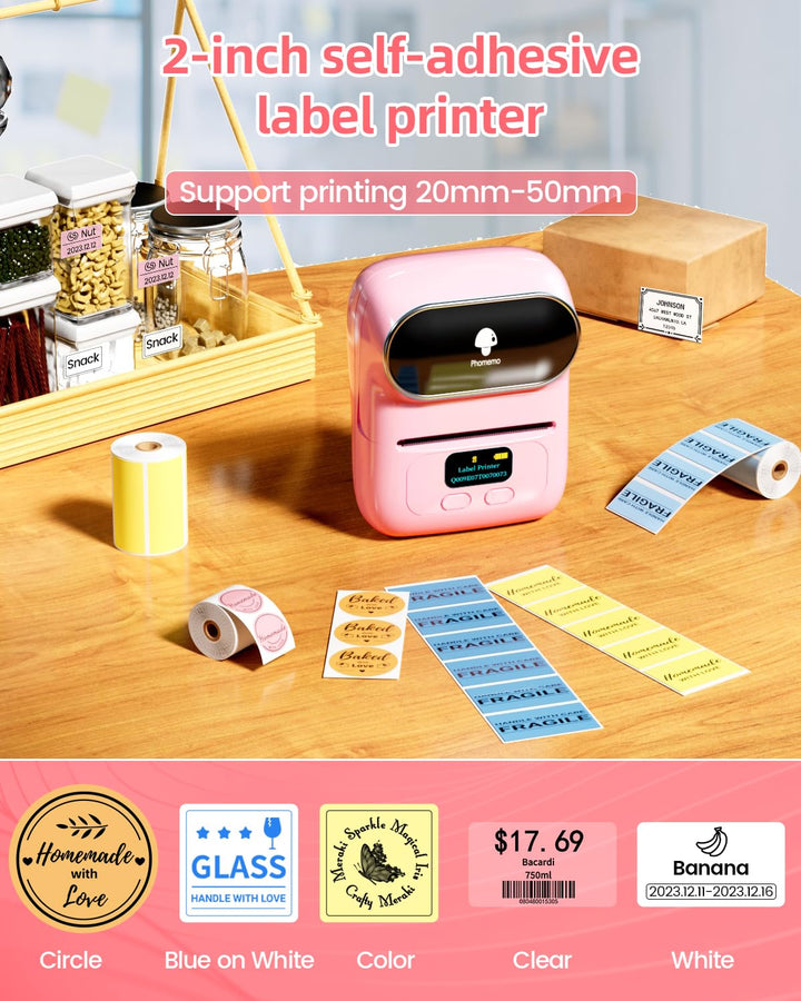 Phomemo M110 Tragbarer Etikettendrucker Beschriftungsgerät Selbstklebend, Labeldrucker Bluetooth The