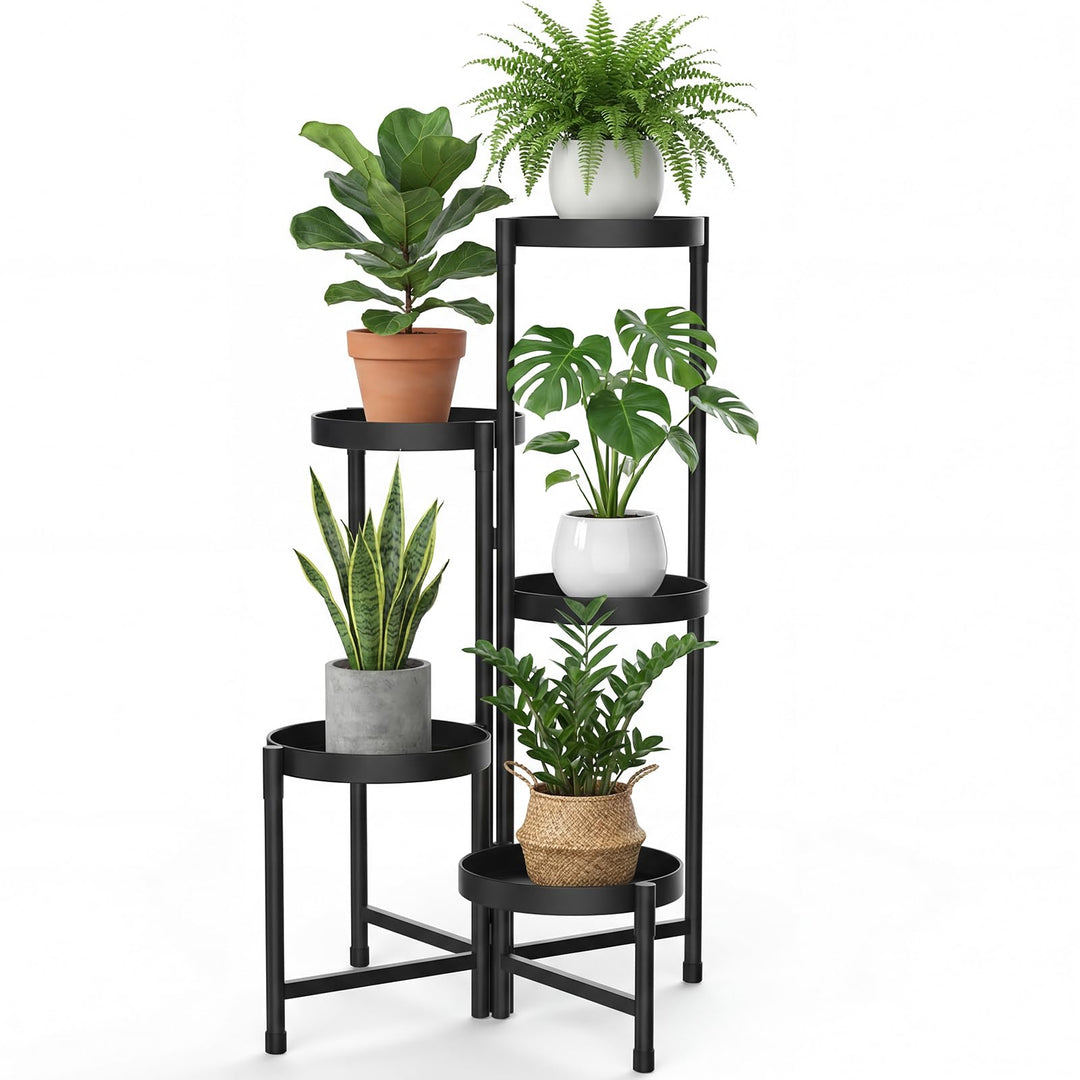 Blumenständer Metall 5 Ebenen, Pflanzenregal Indoor Moderner Pflanzenständer, Pflanzenhocker丨Blumenr