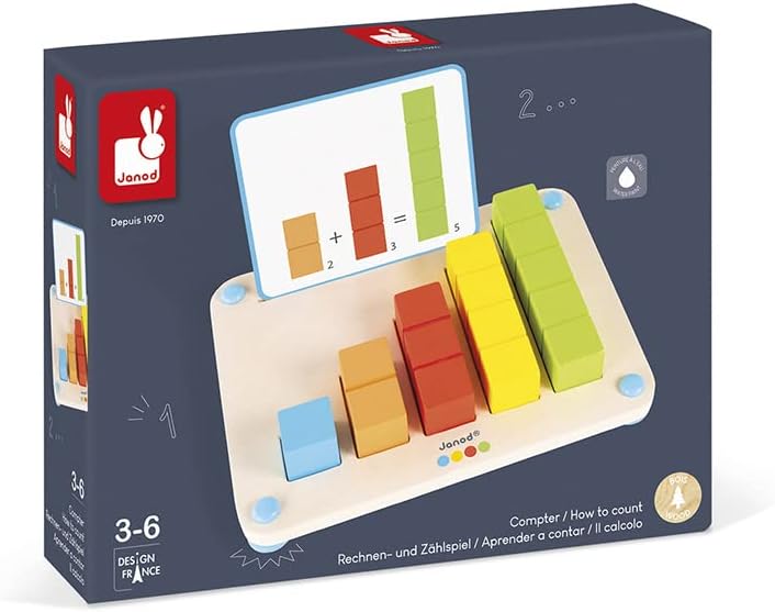 Janod - Essentiel - Zählen - Lernspiel aus Holz Babys und Kleinkinder - Zählen lernen - Farbe auf Wa