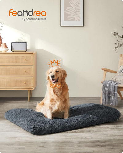Feandrea Hundebett, Hundekissen, Flauschige Hundematte, Langer Plüsch, 122 x 74 cm, weiche Polsterun