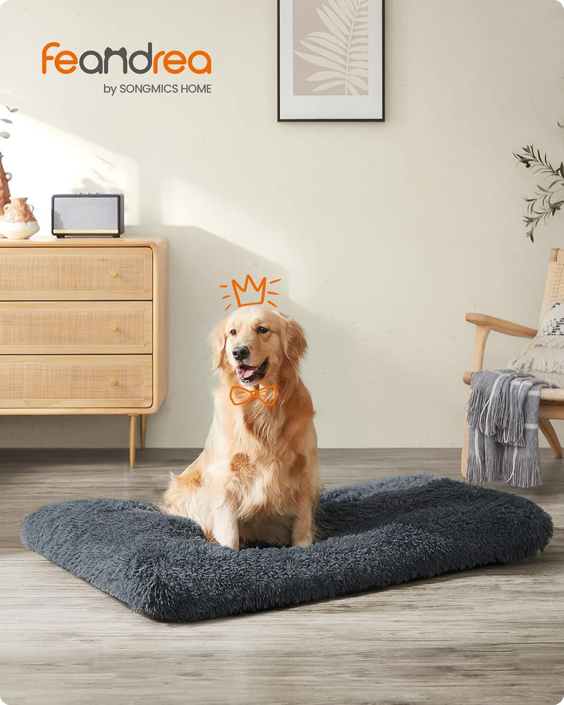 Feandrea Hundebett, Hundekissen, Flauschige Hundematte, Langer Plüsch, 122 x 74 cm, weiche Polsterun