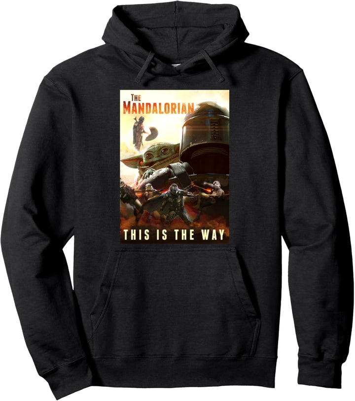 Star Wars Mandalorian Action Shot Poster Pullover Hoodie