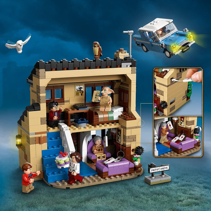 LEGO 75968 Harry Potter Ligusterweg 4, Spielzeug-Haus mit Ford Anglia sowie Minifiguren von Dobby un