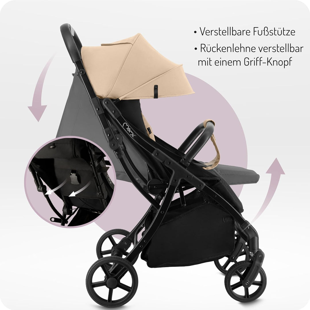 MoMi Kinderbuggy PAOLA mit automatischem Faltsystem, bis 22 kg Körpergewicht, 5-Punkt-Sicherheitsgur