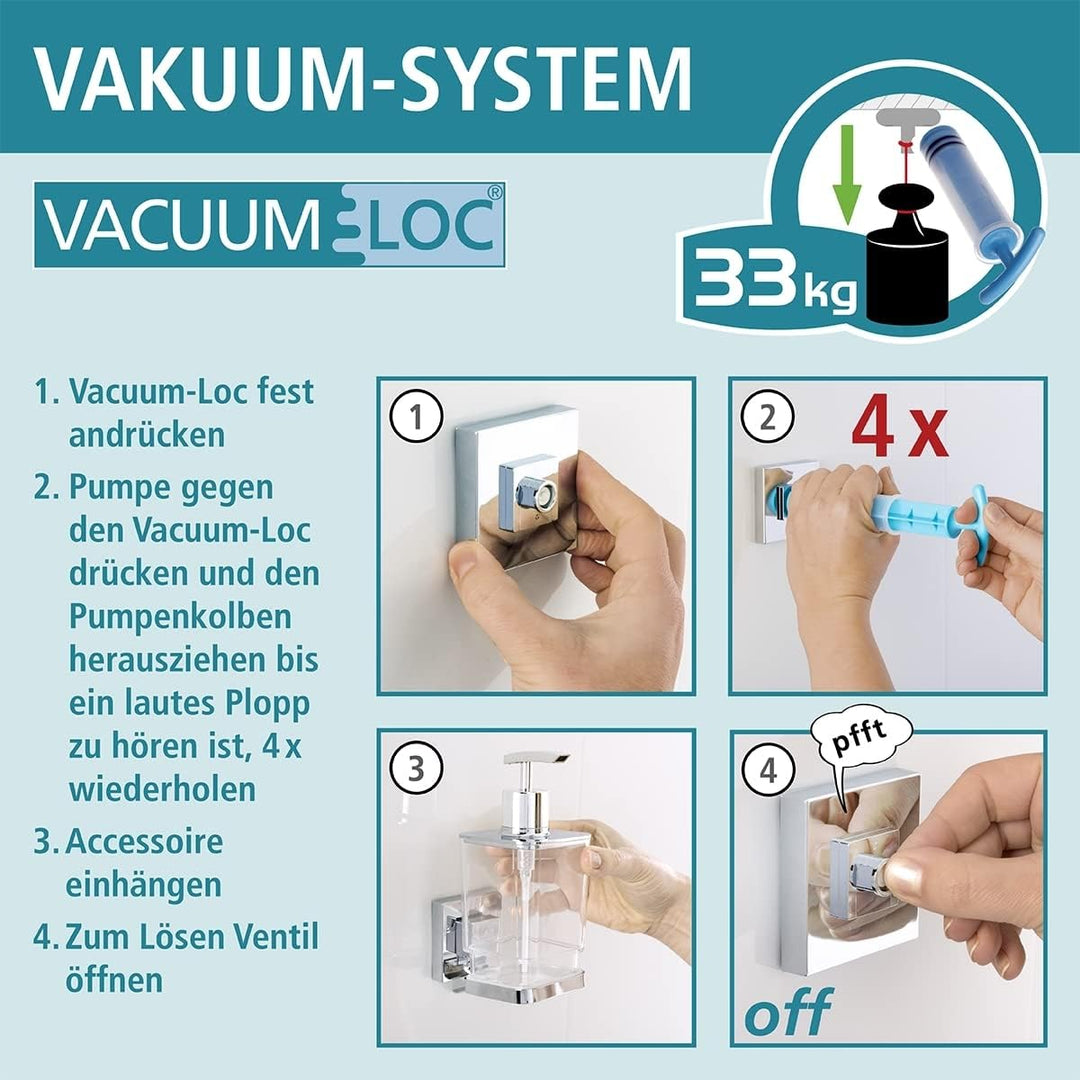 WENKO Badezimmer Wandregal Mod. Quadro Maxi ohne Bohren 2 Etagen rostfreies Edelstahl Halterung mit