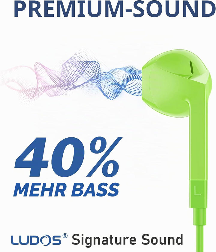 LUDOS FEROX Kopfhörer In Ear Kopfhörer mit Kabel und Mikrofon, 5 Jahre Garantie, In Ear Ohrhörer, 3,