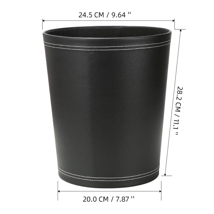 KINGFOM™ Klassisch Leder Papierkorb für Büro/Badezimmer/küche/Schlafzimmer (Schwarz), Schwarz