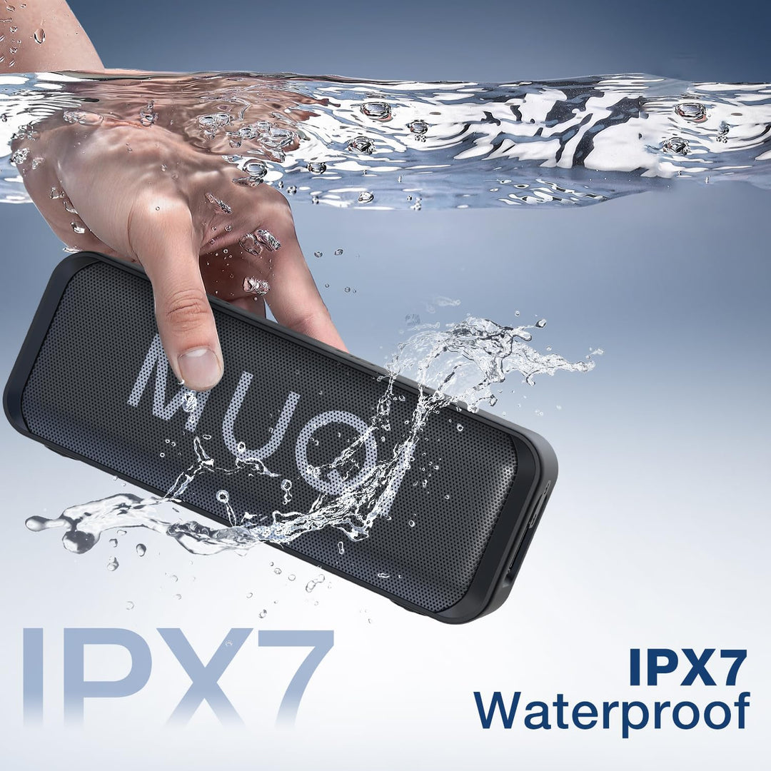 MUQI Bluetooth Lautsprecher, Musikbox mit IPX7 Wasserdicht,kabelloser Boxen 10W Stereo Sound intensi