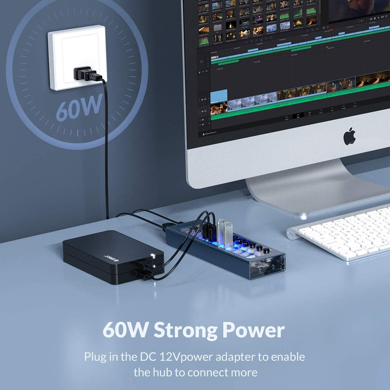 ORICO Hub USB, Hub USB 3.0 en Aluminium Avec 13 Ports USB 3.0, distributeur de Ports USB 3.0 Pour le