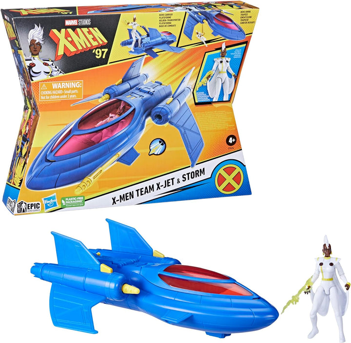 Marvel F7974 Studios 97, X-Men Team X-Jet und 10 cm grosse Sturmfigur, Superhelden-Spielzeug und Act
