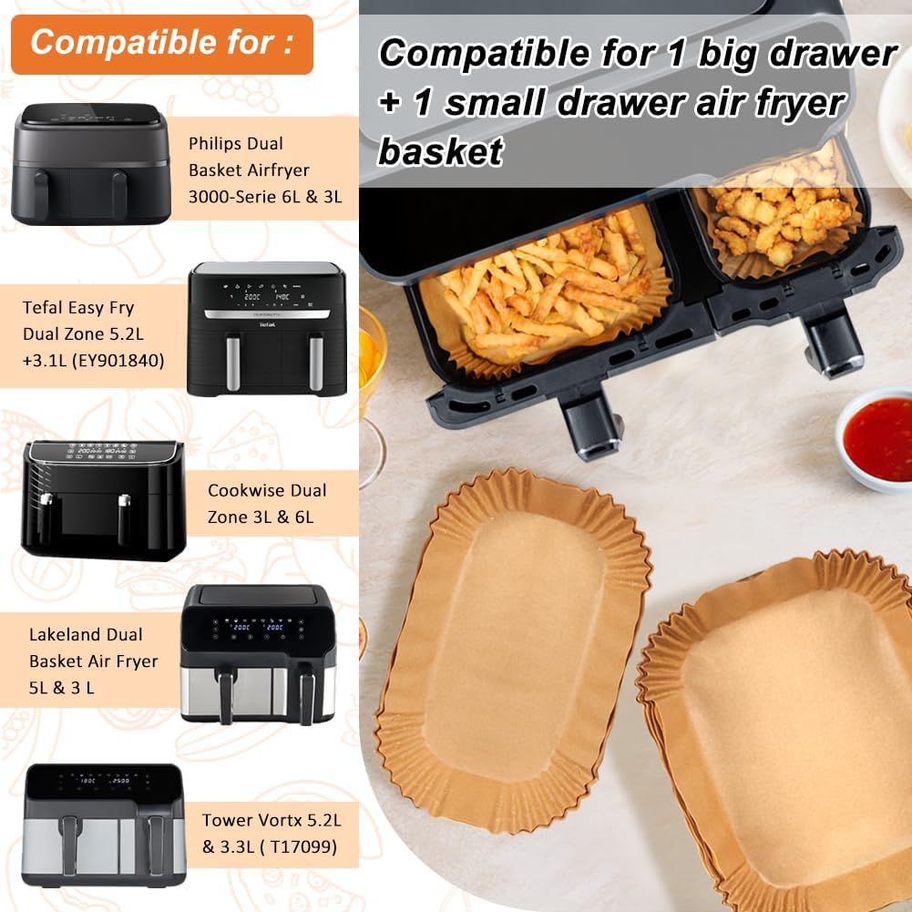 BYKITCHEN Heissluftfritteuse Zubehör für Tefal 5,2/3,1 L Dual Easy Fry, Philips Dual Basket Airfryer