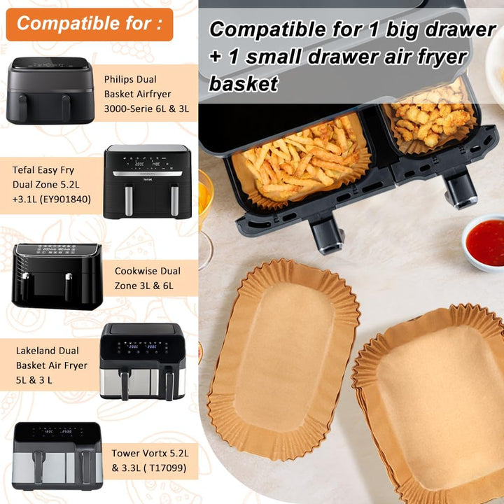BYKITCHEN Heissluftfritteuse Zubehör für Tefal 5,2/3,1 L Dual Easy Fry, Philips Dual Basket Airfryer