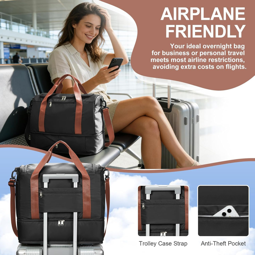SEAFEW Reisetasche 24L, 40x30x20 Ryanair Handgepäck Tasche für Flugzeug Weekender Sporttasche Damen