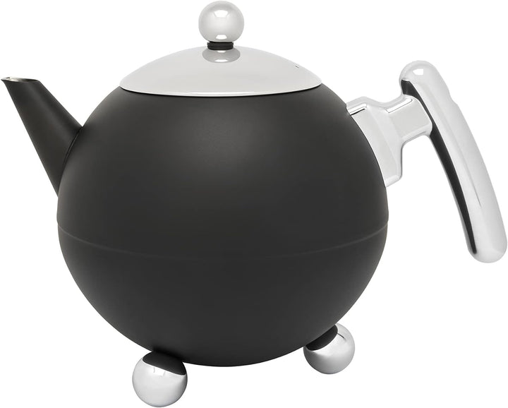 Bredemeijer grosse matt Schwarze bauchige Edelstahl Teekanne 1.2 Liter 1.2 Schwarz, 1.2 Schwarz