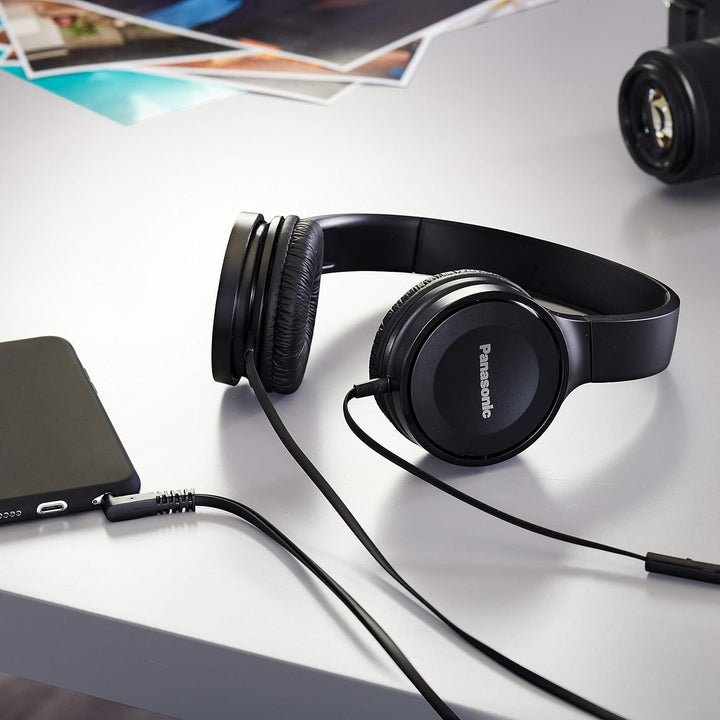 Panasonic RP-HF100ME-K On Ear Kopfhörer - Headset, 10-23.000 Hz, 30 mm Wandler, kompakt zusammenfalt