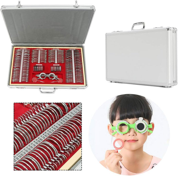 HINOPY 266 Pcs Testlinsen-Set, Metal Optometry Optical Trial Lens Set Optometrie Metallrand Linse mi