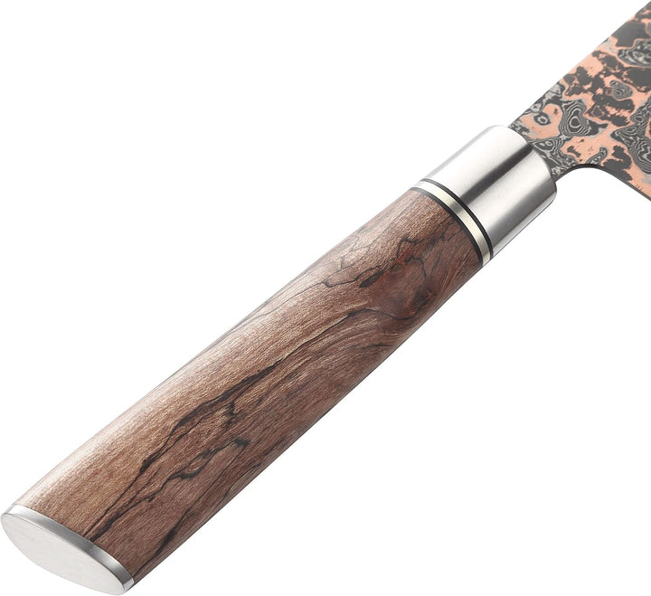 zayiko ShadowMagma Kiritsuke 20,5 cm, 73 Lagen Damaststahl mit VG10 Kern | Kupfer-Bronze-Einlage, sc