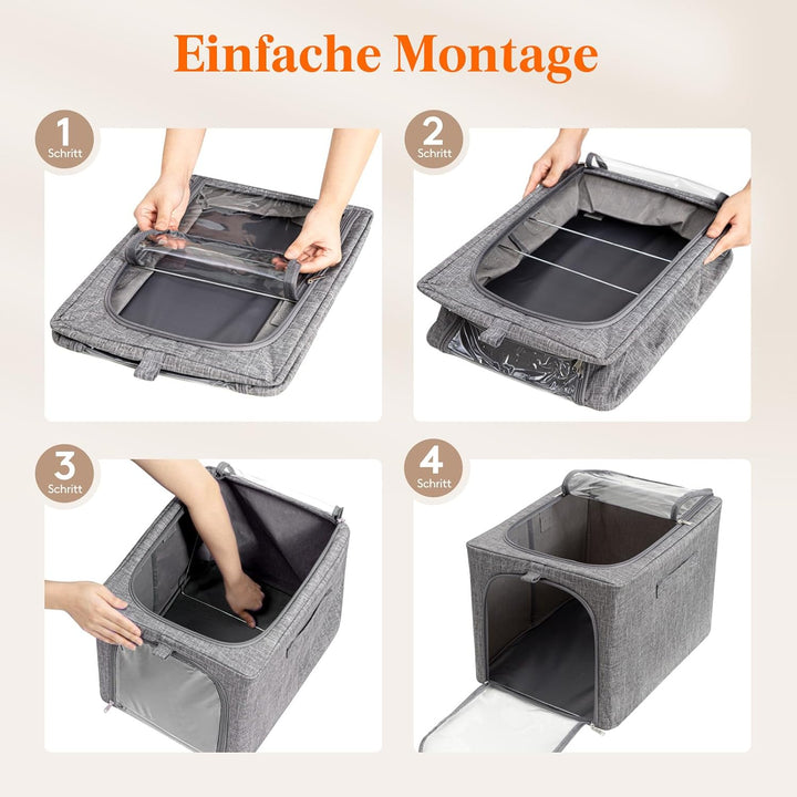 Lifewit 6 Stück Kleideraufbewahrungsbehälter mit Metallrahmen, Faltbare Aufbewahrungsbox mit Deckel,