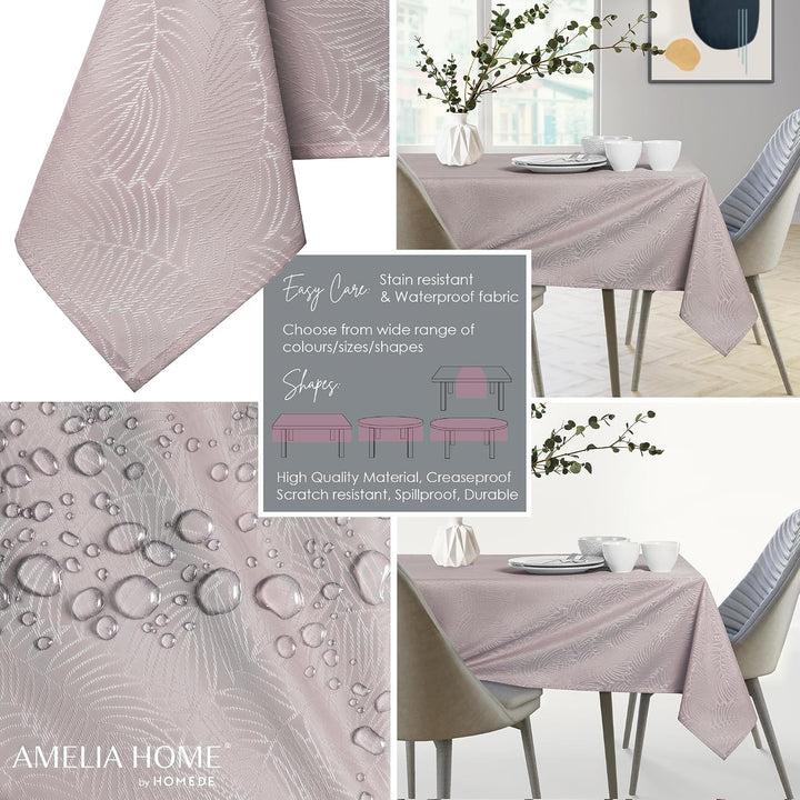 AmeliaHome Tischdecke 130x130 cm Tischtuch Tafeldecke Fleckschutz Lotuseffekt Abwaschbar Wasserabwei