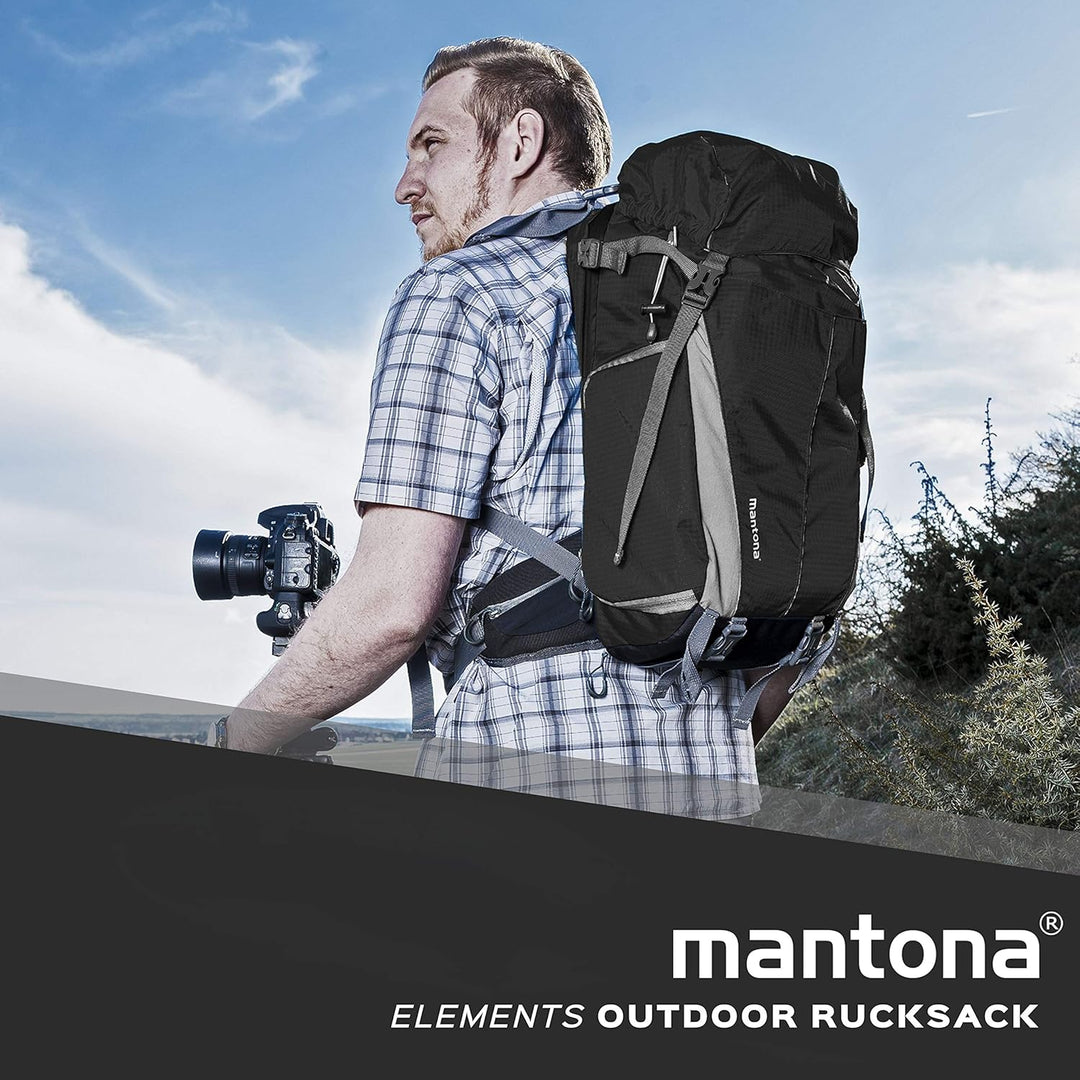 Mantona Elements Outdoor Rucksack (inkl. Regenschutzhülle, Laptop/Tabletfach, herausnehmbarer Kamera