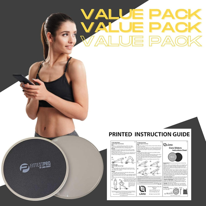Limm Core Sliders for Working Out - Exercise Sliders Fitness, Stability, Ab, Legs &amp; Full Body (Set o