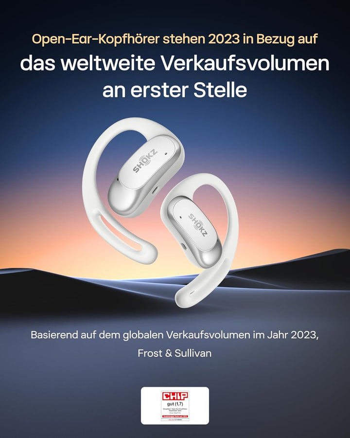 SHOKZ OpenFit Air Open-Ear-Kopfhörer, True Wireless Bluetooth-Ohrhörer mit Mikrofon, Ohrhörer mit Ai