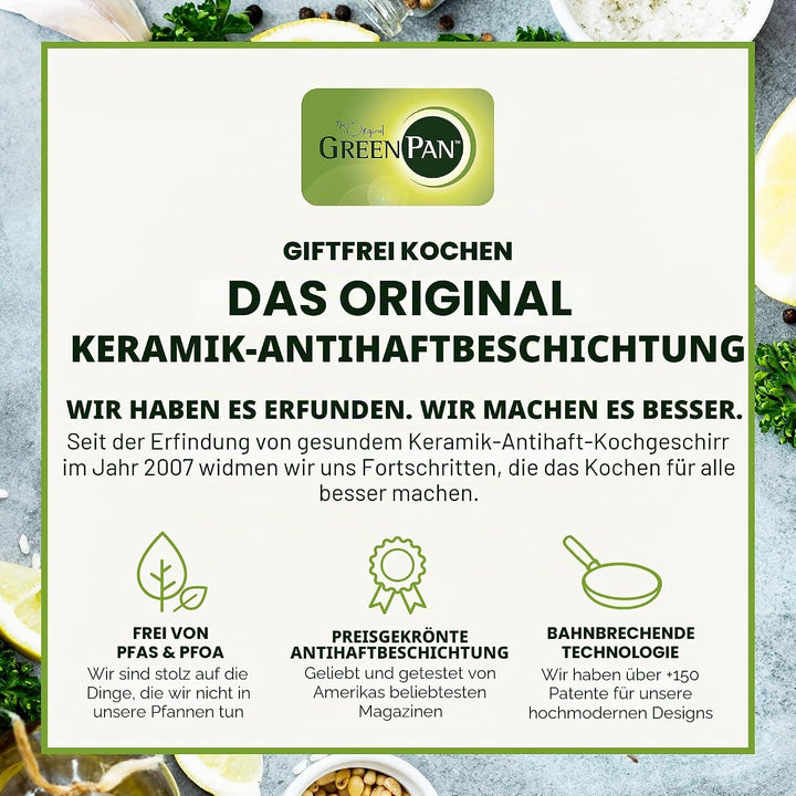 GreenPan Rio Gesunde Keramische Antihaft-Schmorpfanne 30 cm/4,8 Liter mit Deckel, PFAS-frei, Stay-Co