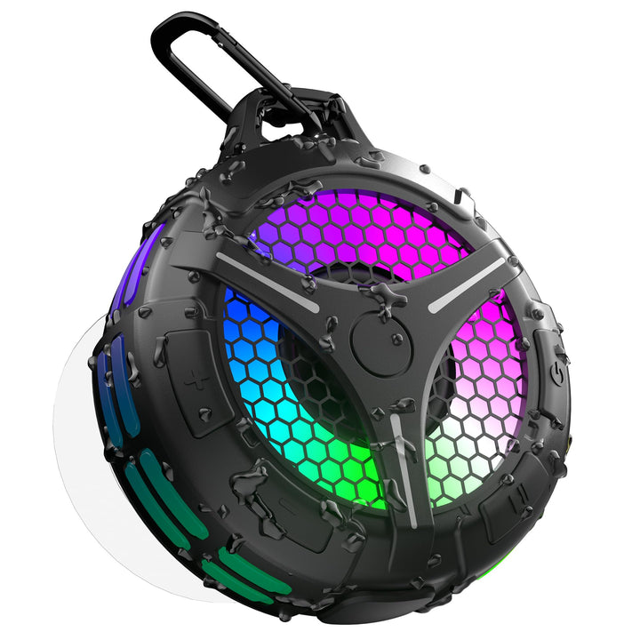 Ortizan Dusche Bluetooth Lautsprecher, Musikbox Bluetooth 5.3 Dusche, IPX7 Wasserdicht 6 RGB Licht 2
