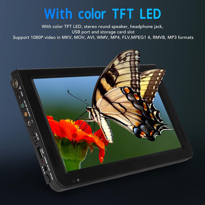 Tragbarer 10-Zoll-Digitalfernseher, TFT-LED-HD-Bildschirm, für Auto, Wohnwagen, Camping, Outdoor ode