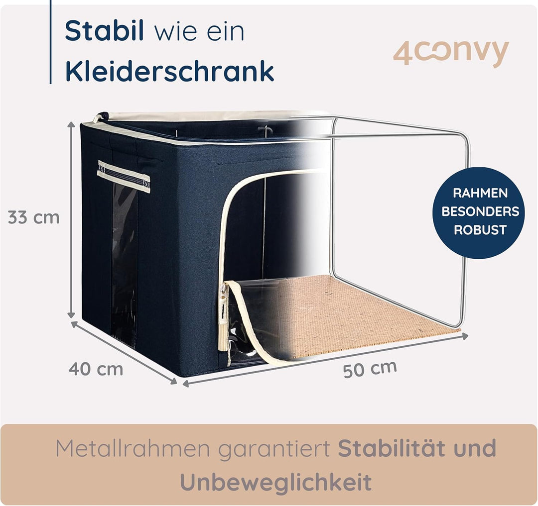4CONVY feste faltbare Kleideraufbewahrung Box mit Reissverschlüss, Metallrahmen - [2024 VERBESSERTES