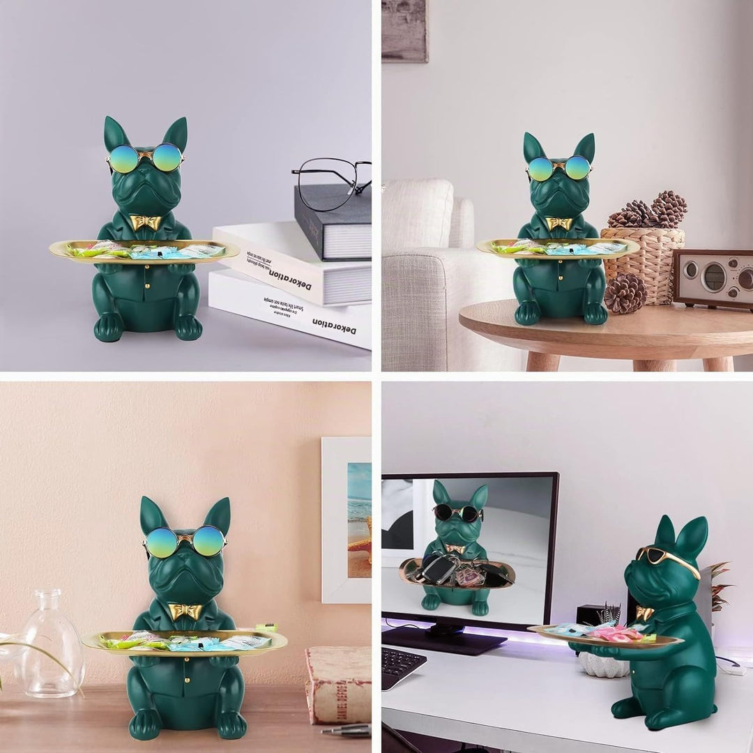 Deko Skulptur Bulldogge, Schlüsselschale Modern Schwarz, Schlüsselablage Flur, Deko Figuren Wohnzimm
