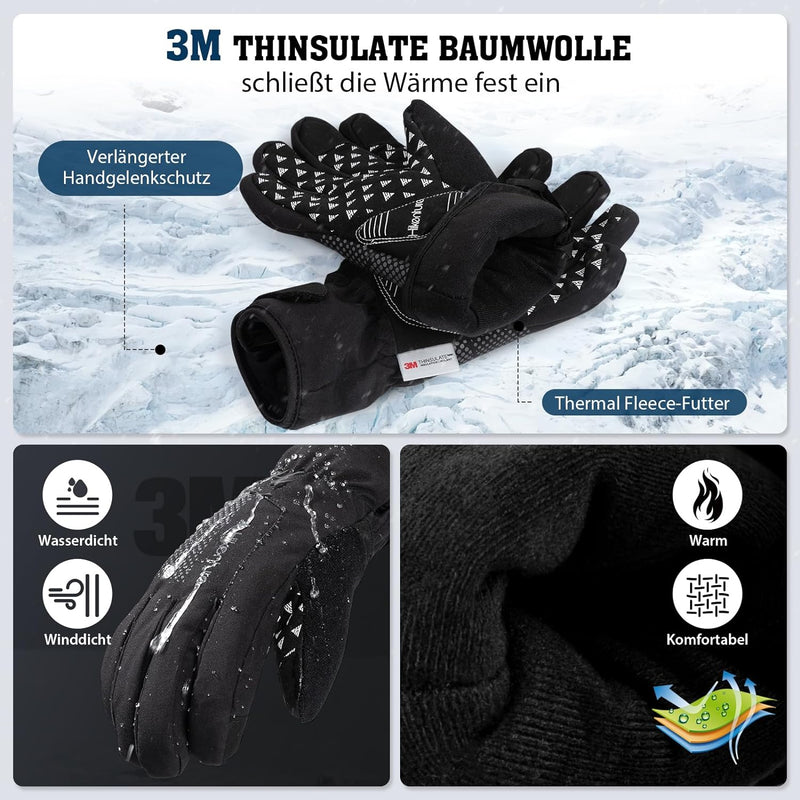 HIKENTURE Winterhandschuhe- [Mit 3M Thinsulate Insulation] - Warme Fahrradhandschuhe Herren Damen Wi
