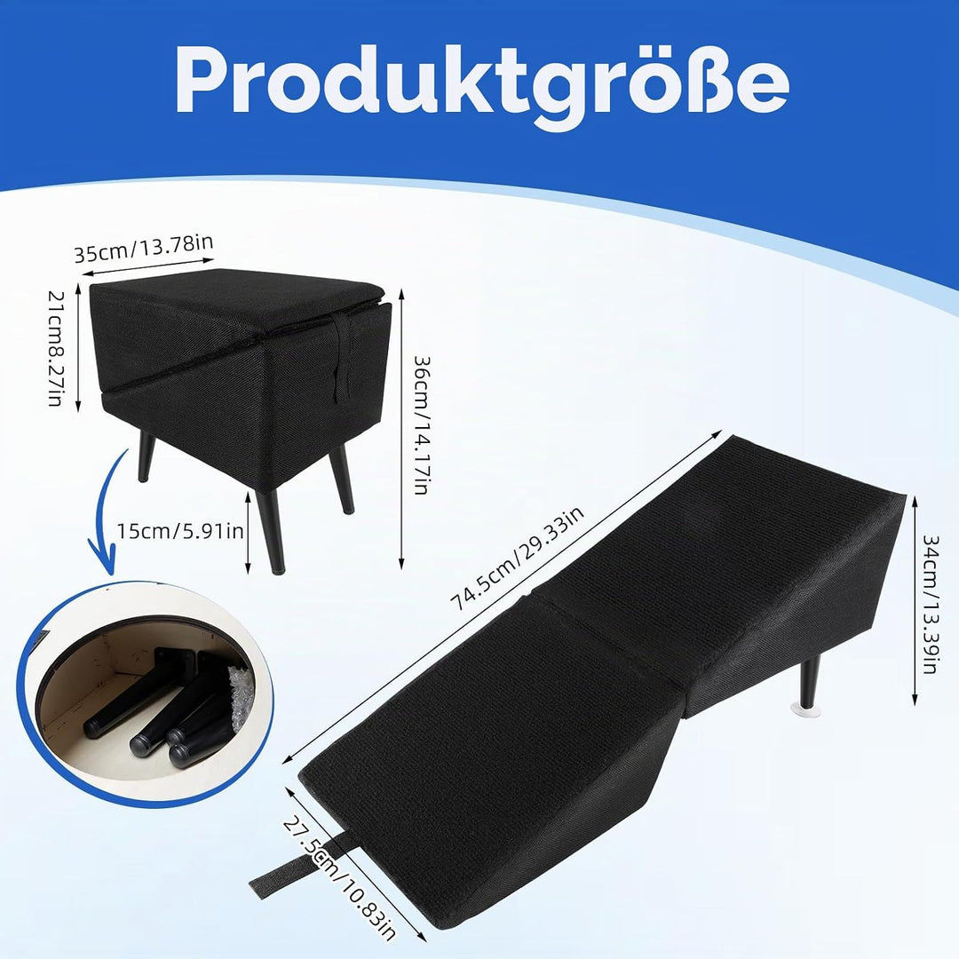 Hundetreppe Klappbar, rutschfeste Hunderampe &amp; Weiche Haustiertreppe für Baumwolle &amp; Leinen für Sofa