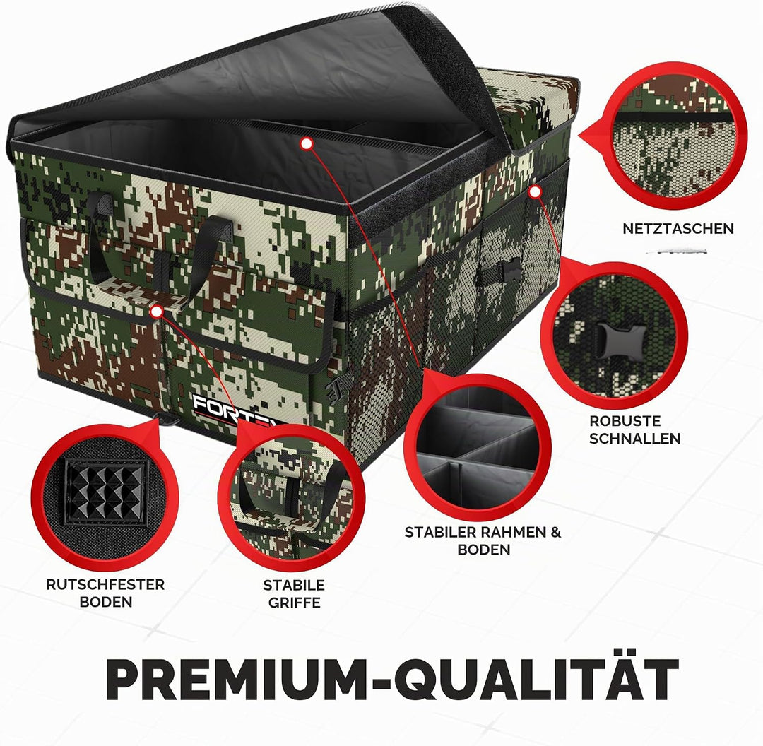 FORTEM Kofferraum Organizer, Kofferraumtasche, Zusammenklappbarer Auto Organizer Kofferraum mit Fäch
