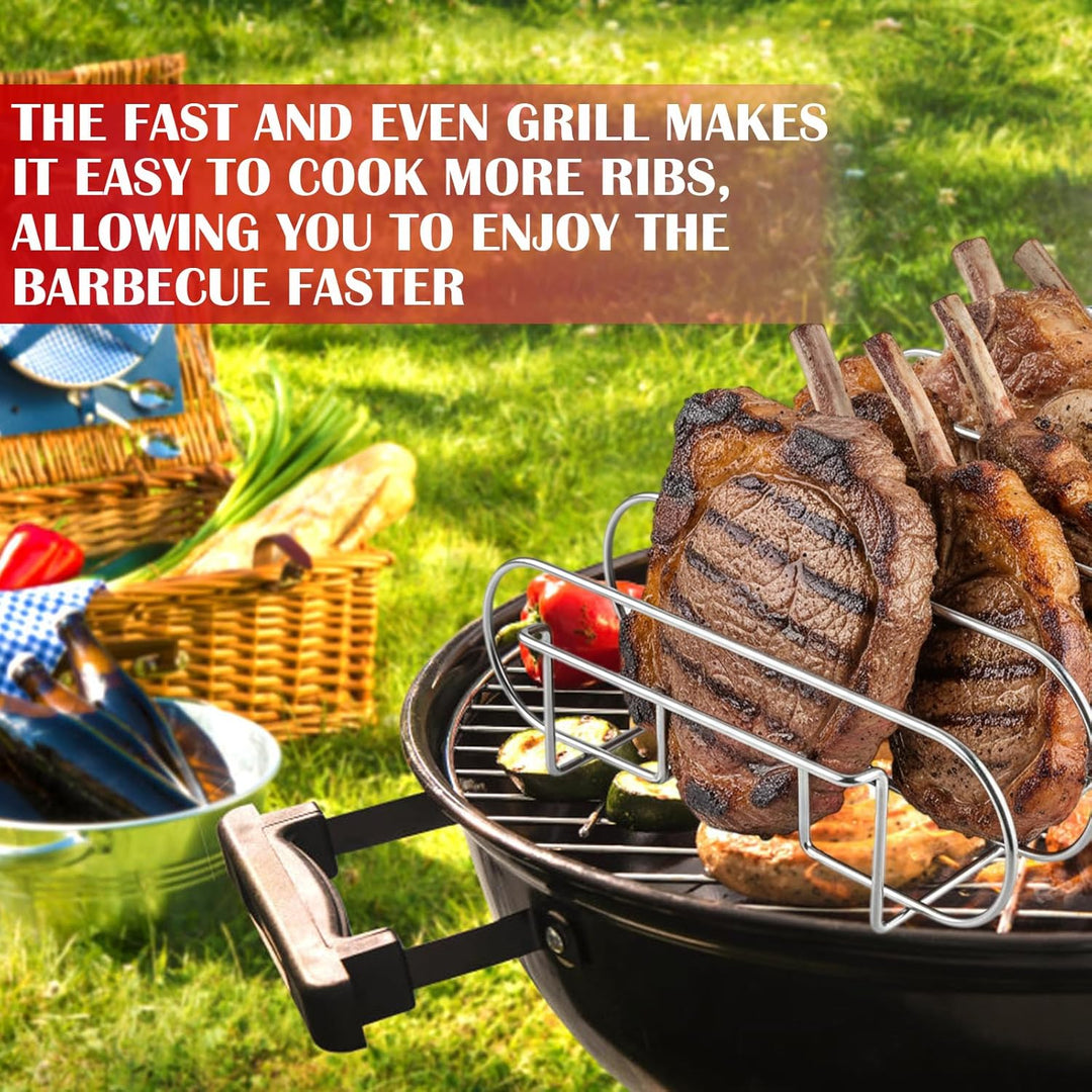 Rippchenhalter Grill,32x25x7cm Spareribs Halter Grill für 5 Spareribs,BBQ Rib Rack,Grill Rib Stand,S