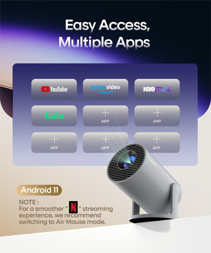 Mini Beamer 4K Unterstützt Android 11, Smart Projector 5G WiFi 6 BT 5.4, Mini Projektor Full HD 1080