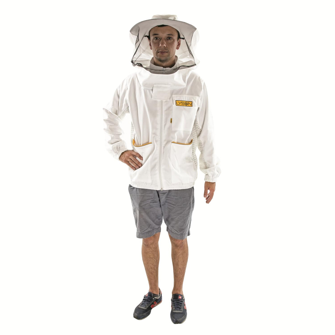 LYSON Imkerjacke aus Mesh und Baumwolle Imkerbluse mit abnehmbarem Hut belüftet Professionelle Imker