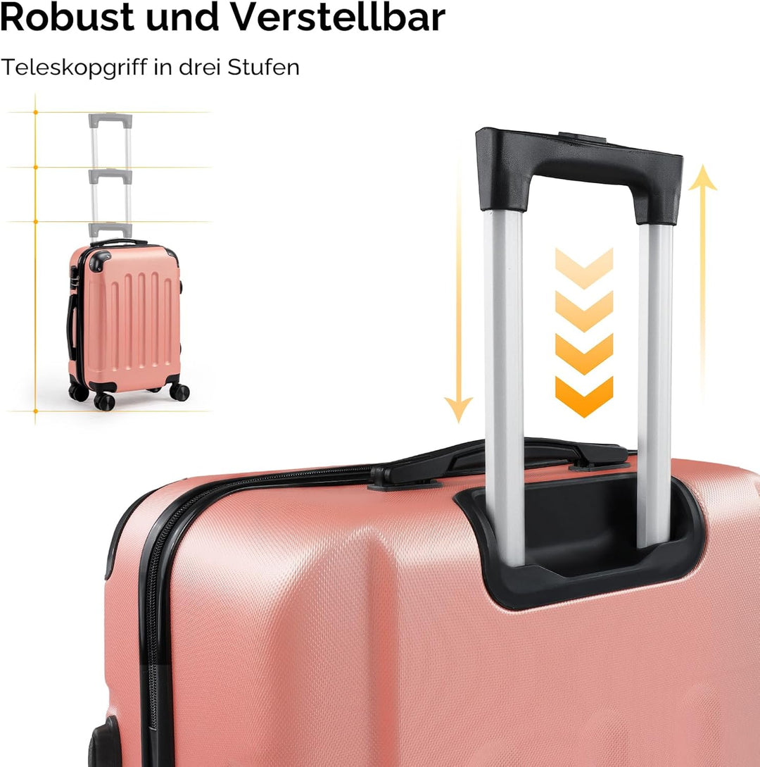 Bonnlo Kofferset 3 Teilig, Hartschale Koffer Set, Reisekoffer mit 4 Rollen, ABS-Trolley M-L-XL, mit