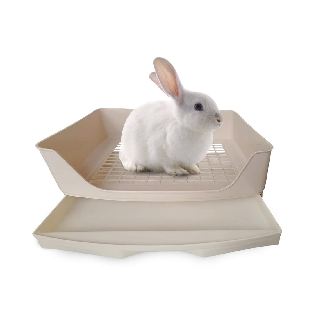 Breker Kaninchen Toilette [mit HERRAUSNEHMBARER SCHUBLADE] inkl. Bodenrost - Geeignet als Hasentoile
