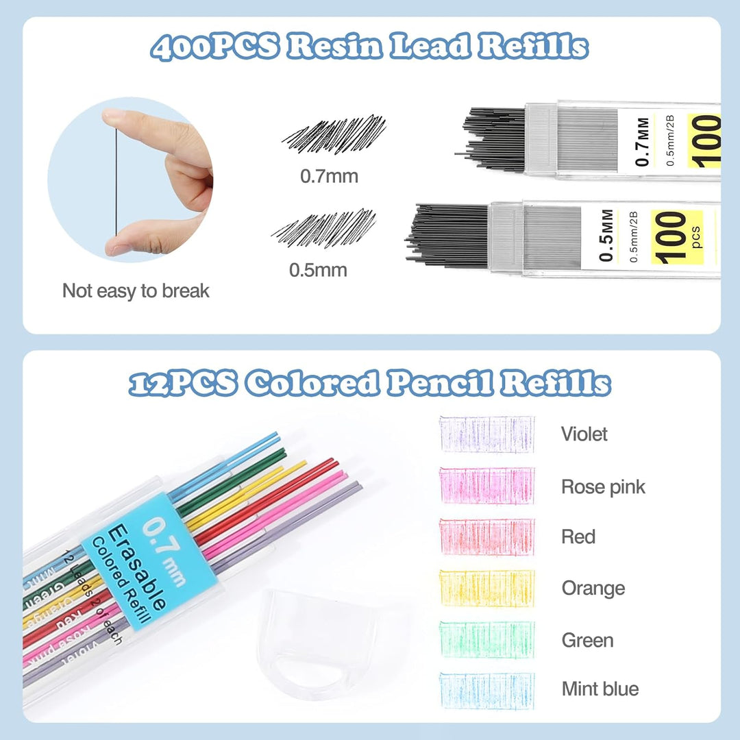 MoKo 60 Stück Schulsachen, Rosa Federmäppchen, 5 Gelstifte, 6 Druckbleistift mit Nachfüllungen, 12 P
