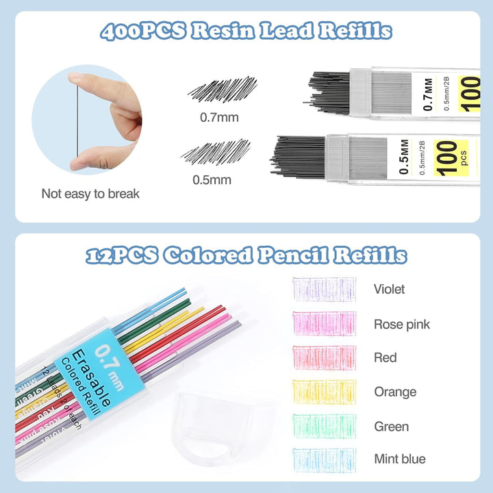 MoKo 60 Stück Schulsachen, Rosa Federmäppchen, 5 Gelstifte, 6 Druckbleistift mit Nachfüllungen, 12 P