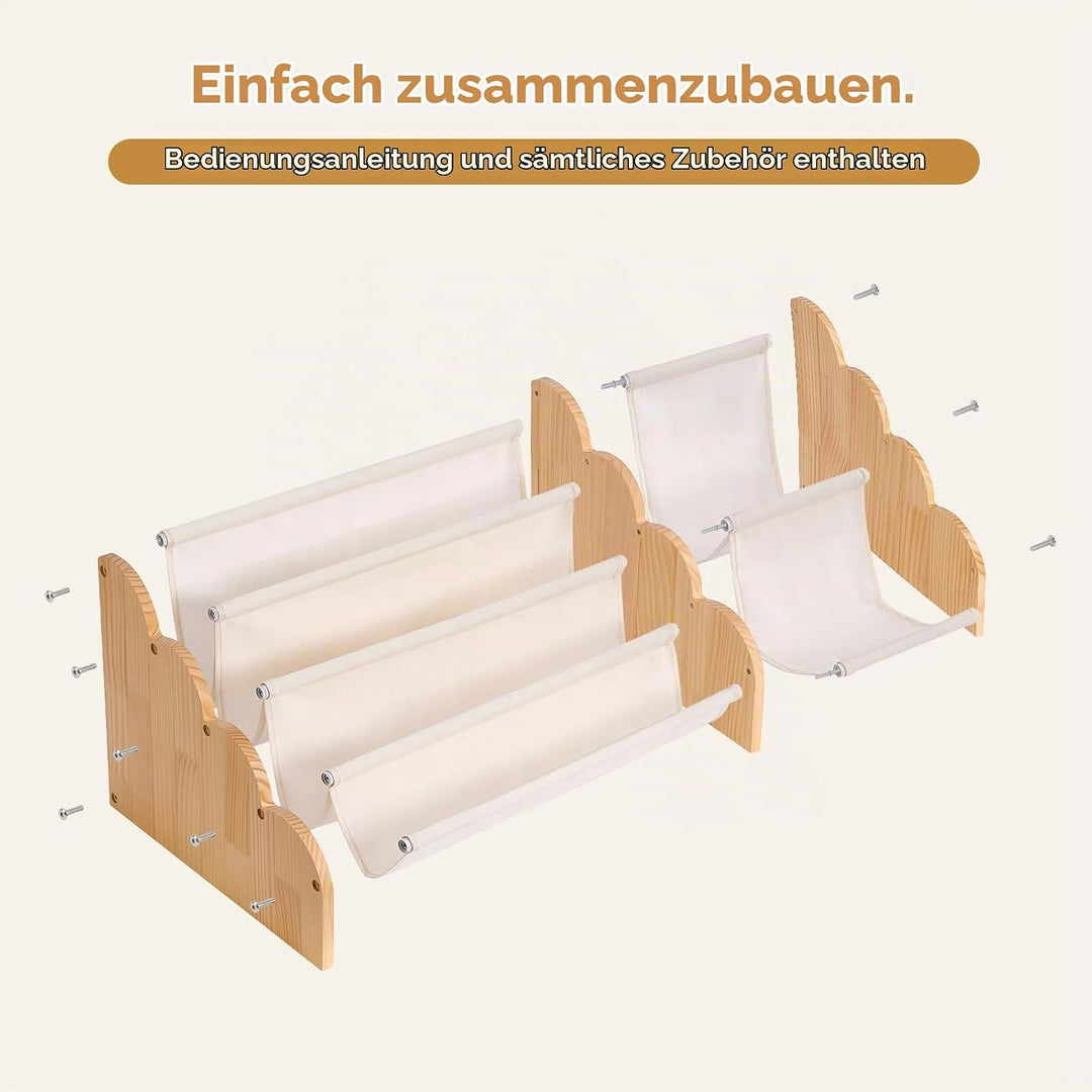 Puricon 4-stufiges Kinderbücherregal mit Spielzeugablage, Montessori-Inspired Frontal-Sling-Buchrega